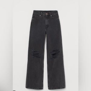H&M Women's Wide High Jeans Black Size US 4